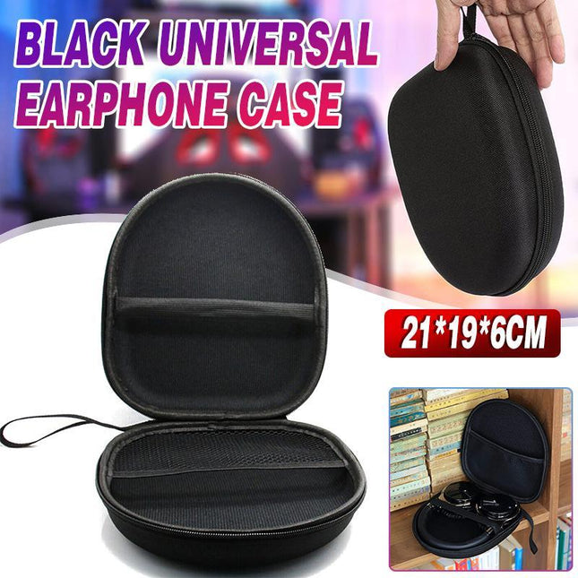 Earphone Case Headset Hard Carrying Box Headphone Storage Bag Black Universal - Aimall