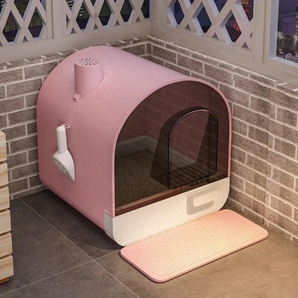 Fully Enclosed Cat Litter Pan Large Litter Box with Drawer Cat Toilet Tray