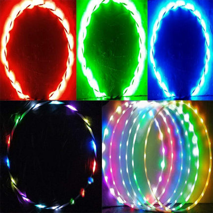 LED Light-Up Exercise Fitness Hoop Dance Lose Weight Colour Changing Detachable - Aimall