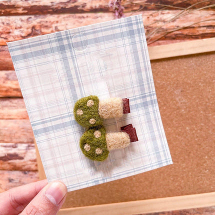 Autumn Winter Mushroom Felt Hair Clip Soft Wool Cute Style Hair Accessories