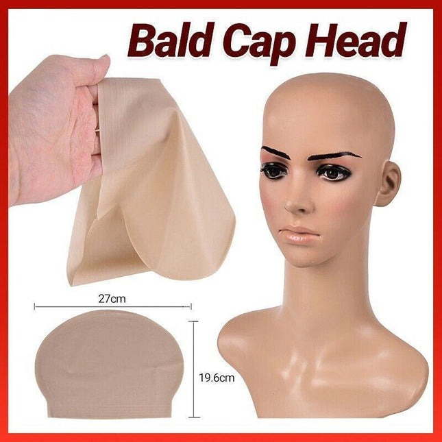 Bald Cap Head Fancy Fake Skinhead Baldy Old Man Wig Halloween Costume Party Au - Aimall
