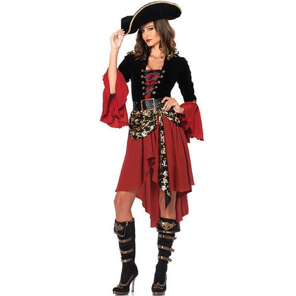 Halloween Costume Masquerade Red Pirate Cos Captain Jack Adult Female Pirates Of The Caribbean Show Clothes