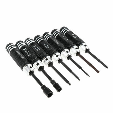 7 Pieces Screwdriver Set RC Tool Steel Kit for RC Model Car Helicopter Black - Aimall