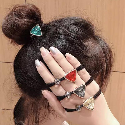 Women Headband Ponytail TriangleDiamond Stretch Hair Rope Multi Colours Concise - Aimall