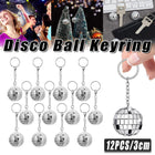 12PCS Disco Laser Ball Pendant Small Silver Bag Pendant Keychain Party Favors