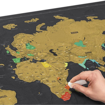 Deluxe Scratch off world Map Interactive large Poster Atlas Travel Decor Gift - Aimall