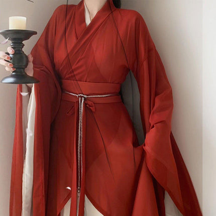 Womens Hanfu Wei Jin Style Big Sleeve Dress Northern Southern Dynasty