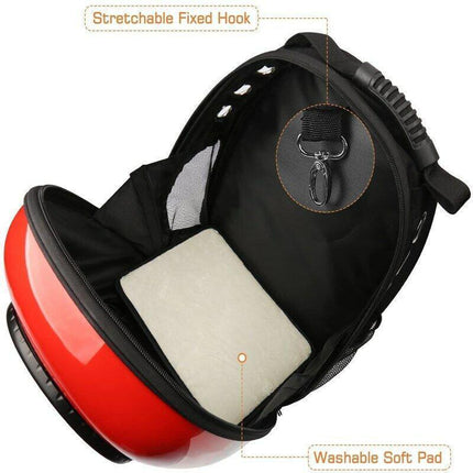 Dog backpack carrier with transparent space design for cats and dogs.
