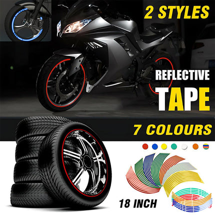 18" Reflective Rim Tape Wheel Stripe Decal Trim Sticker For Car Motorcycle