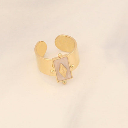 Female Titanium Steel Ring with Natural Stone Fashion Jewellery Women