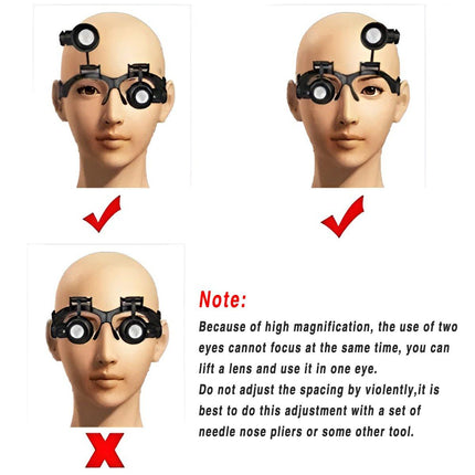 Head Mounted Bifocal Magnifier Jewellery Watch Repair High Magnification Tool