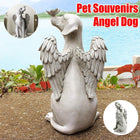 Angel Dog Statue Resin Pet Memorial Garden Dog Ornament Outdoor Animal Decor