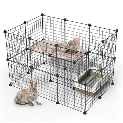 16pcs Large Cat Cage Indoor Cat Villa Double Layer Cat House Anti-jump Cat Fence