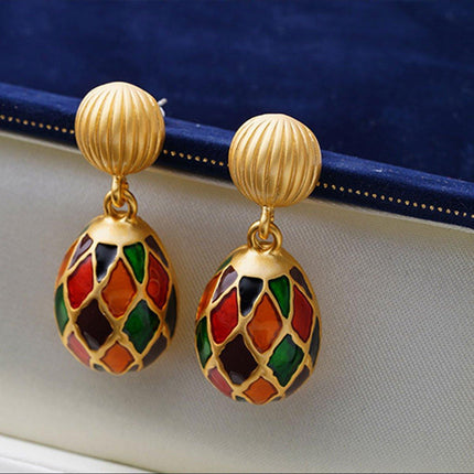 Vintage Metal Pearl Earrings Silver Needle French Retro Luxury Oil Drop Design