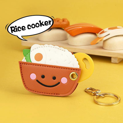 Smile Rice Cheese Keychain Car Keys Ring Mini Food Japanese Adorable Cool Gifts - Aimall