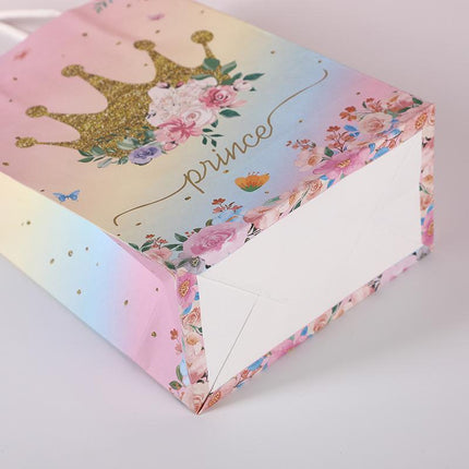 30pcs Pink Romantic Flower Tote Bag Cowhide Paper Elegant Design Gift Bag