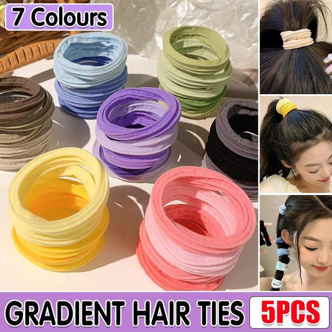 5PCS Girls Hair Bands Gradient Colour Rope Ring Elastic Hairband Ponytail Holder - Aimall
