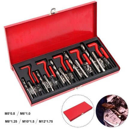 Thread Repair Kit 131 Pieces Helicoil-type M5 M6 M8 M10 M12 Twist Drill Bits - Aimall