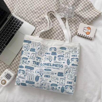 Canvas Shoulder Bag for Women Student Fashion All in One Shopping Tote Handbag