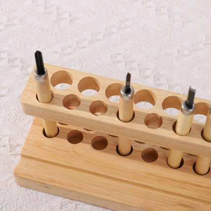 Wooden Desktop Organizer Knife Storage Rack Mobile Phone Stand Stationery Holder
