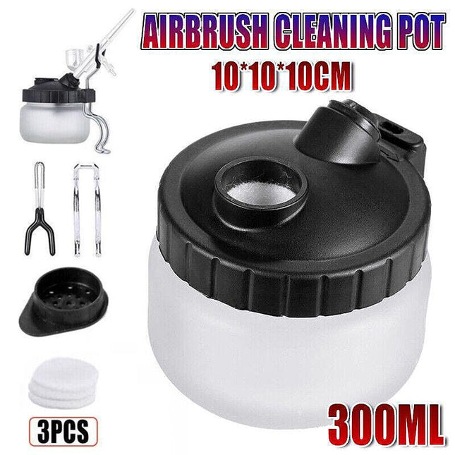 Airbrush Cleaner Air Brush Cleaning Pot Stand Glass Bottle Holder Jar 304Ml Au - Aimall