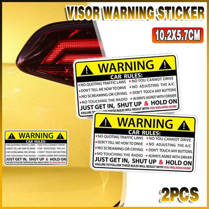 2X Vehicle Rules Visor Warning Sticker Funny Car For JDM Truck Humor Hoon - Aimall