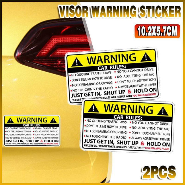 2X Vehicle Rules Visor Warning Sticker Funny Car For JDM Truck Humor Hoon - Aimall