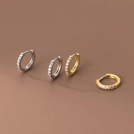 1 Pair Woman Hoops Stud Earring Gem Stone Diamond Ear Ring Piercing Jewellery - Aimall