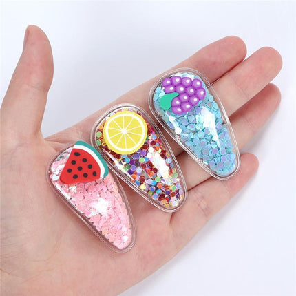 2PCS Cartoon Fruit Sequins Girl Hair Clips Baby Transparent Kids Birthday Party - Aimall