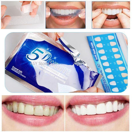 5D Teeth Whitening Strips Pro Safe White Tooth Clean Gel Bleach Dental Strength - Aimall