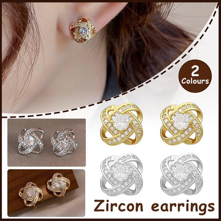 Four Leaf Clover Zircon Stud Earrings Gift For Women Wedding Fashion Jewelry - Aimall