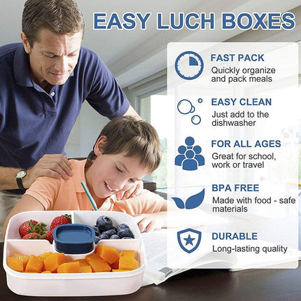 Blue Double Layer Salad Box Bento Box Lunch Box with Compartments for Food