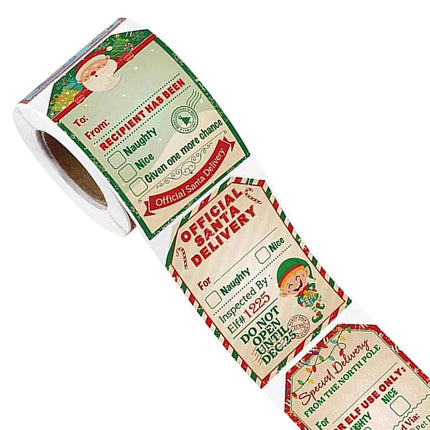2 Rolls Christmas Stickers Labels Holiday Gift Wrapping Decoration Supplies
