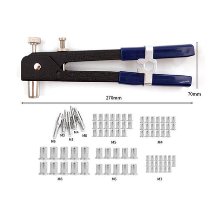 107 PCS Rivet Nut Tool Kit Nutsert Wrench with Mandrels M3 M8 Riveting Set