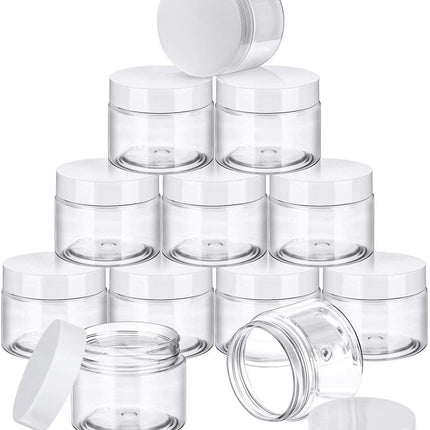 10pcs Transparent Wide Mouth Cream Dispenser White Lid Bottle Plastic Jar