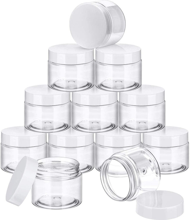 10pcs Transparent Wide Mouth Cream Dispenser White Lid Bottle Plastic Jar