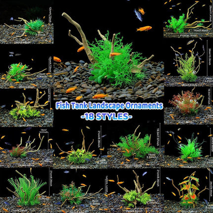Aquarium Landscaping Decoration Artificial Wood and Plants Fish Tank Ornament