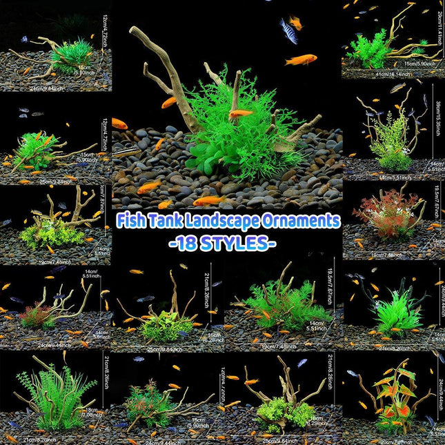 Aquarium Landscaping Decoration Artificial Wood and Plants Fish Tank Ornament