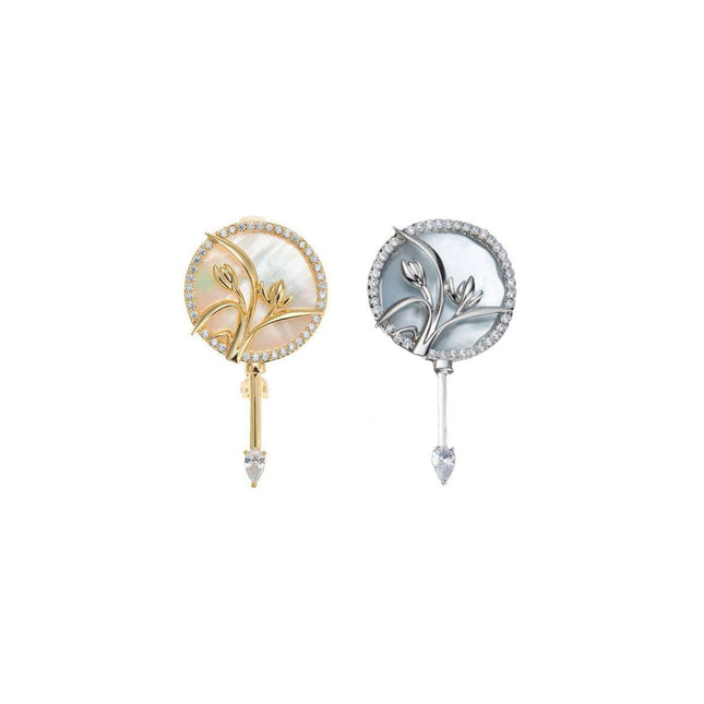 High Grade Orchid Fan Brooch Vintage Hanfu Cheongsam Corsage Decorative Pin