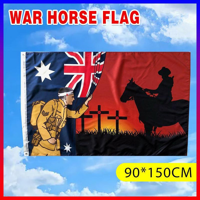 Lest We Forget Flag Australian War Horse Flag ANZAC Day Remembrance Flag - Aimall