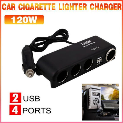 4 Way 12V 24V Multi Socket Car Cigarette Lighter Splitter USB Charger Adapter - Aimall