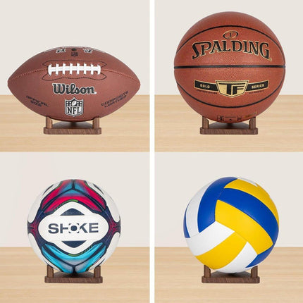 Wooden Triangular Stand Ball Storage Rack Basketball Football Holder Display