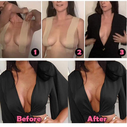 Black 5M Women Boob Tape Invisible Bra Nipple Cover Adhesive Push Up Breast Lift Tape - Aimall