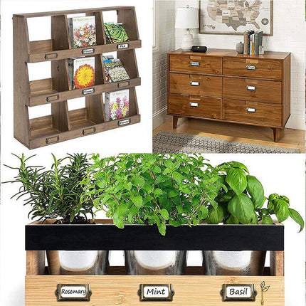 12X Brass Cabinet Drawer Label Pull File Name Card Frame Holder Handle - Aimall