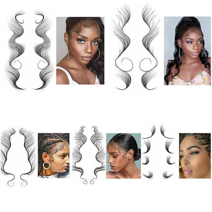 Baby Hair Tattoo Stickers Black Hairline Edge Decals Curly Women Stickers Fringe - Aimall