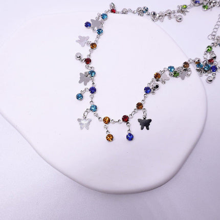Colorful Butterfly Necklace Women Summer Fashion Exquisite Collarbone Chain