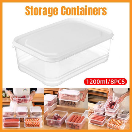 8pcs Refrigerator Storage Organizer Transparent Crisper Box for Home Kitchen
