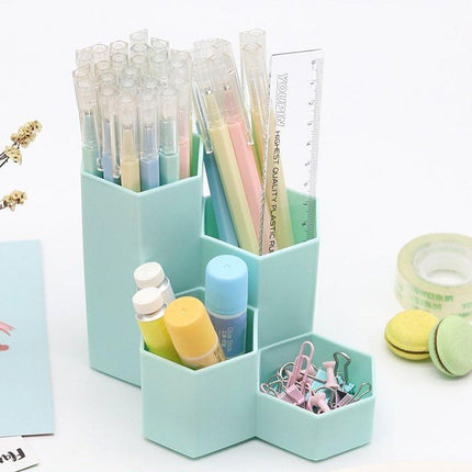 2pcs Hexagonal Pen Holder Desktop Organiser Storage Box Office Desk Accessories