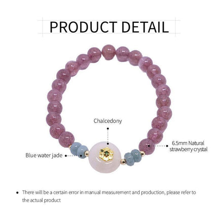 Womens Natural Strawberry Crystal Bracelet Elegant Gemstone Fashion Jewelry