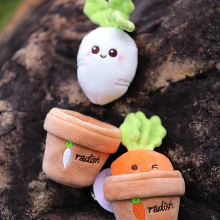 Lifelike Plants Potted Radish Stuffed Plush Toys Cartoon Plants kid keychain - Aimall